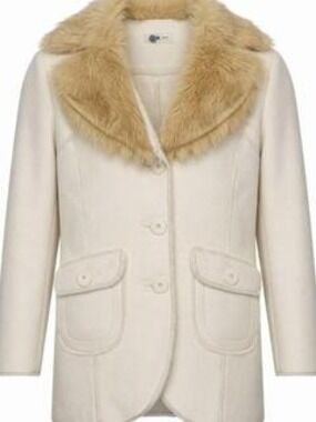 PowWow Beige Camel Women's Faux Fur Collar Jacket L Beige